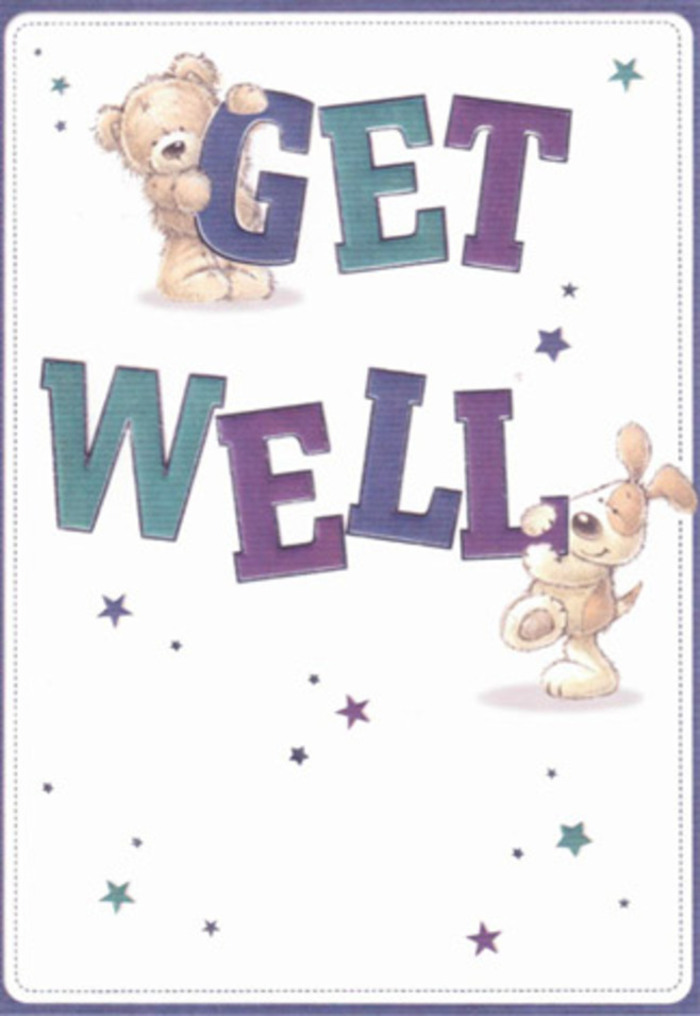 This get well card, full of tender intent and crafted artistry, brings to mind the thoughtful curation of a bespoke bouquet tailored at a Fitzrovia artisan florist. The scene is alive with joy: a teddy bear, its fur shaded in soft, honeyed browns, leans gently over the bold, hand-painted 'GET' while an ever-hopeful puppy, pale golden with impossibly soft-looking ears, stands ready beneath the equally expressive 'WELL.' Both characters exude warmth and friendliness, embodying the caring spirit of Fitzrovia's neighbourhoods. Stars-dancing in a palette of purples, teals, and blues-dot the composition, as if scattering well wishes through the air. The colours of the lively text remind me of the brilliant delphiniums and irises found in bouquets sold on Warren Street. Everything from the plush texture of the illustrated animals to the confident typeface brims with the reassurance of a get well visit from a dear friend. The layout, airy and uncluttered, mirrors the sense of clarity and renewal after a walk in Regent's Park, just a short distance away. Sending this card alongside blooms feels like sharing a double dose of healing positivity with someone needing support in Fitzrovia.